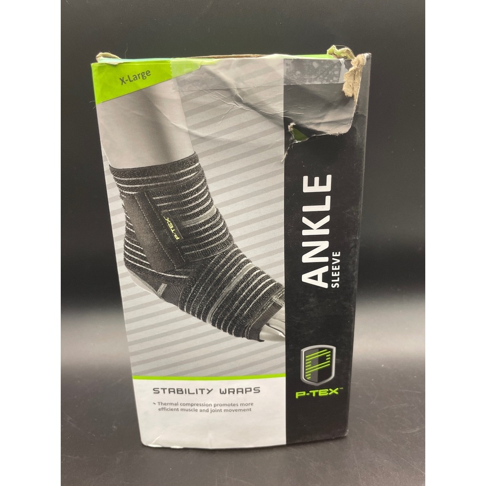 P-TEX Ankle Sleeve with Stability Wraps Thermal Compression Black XL P-TEXA102